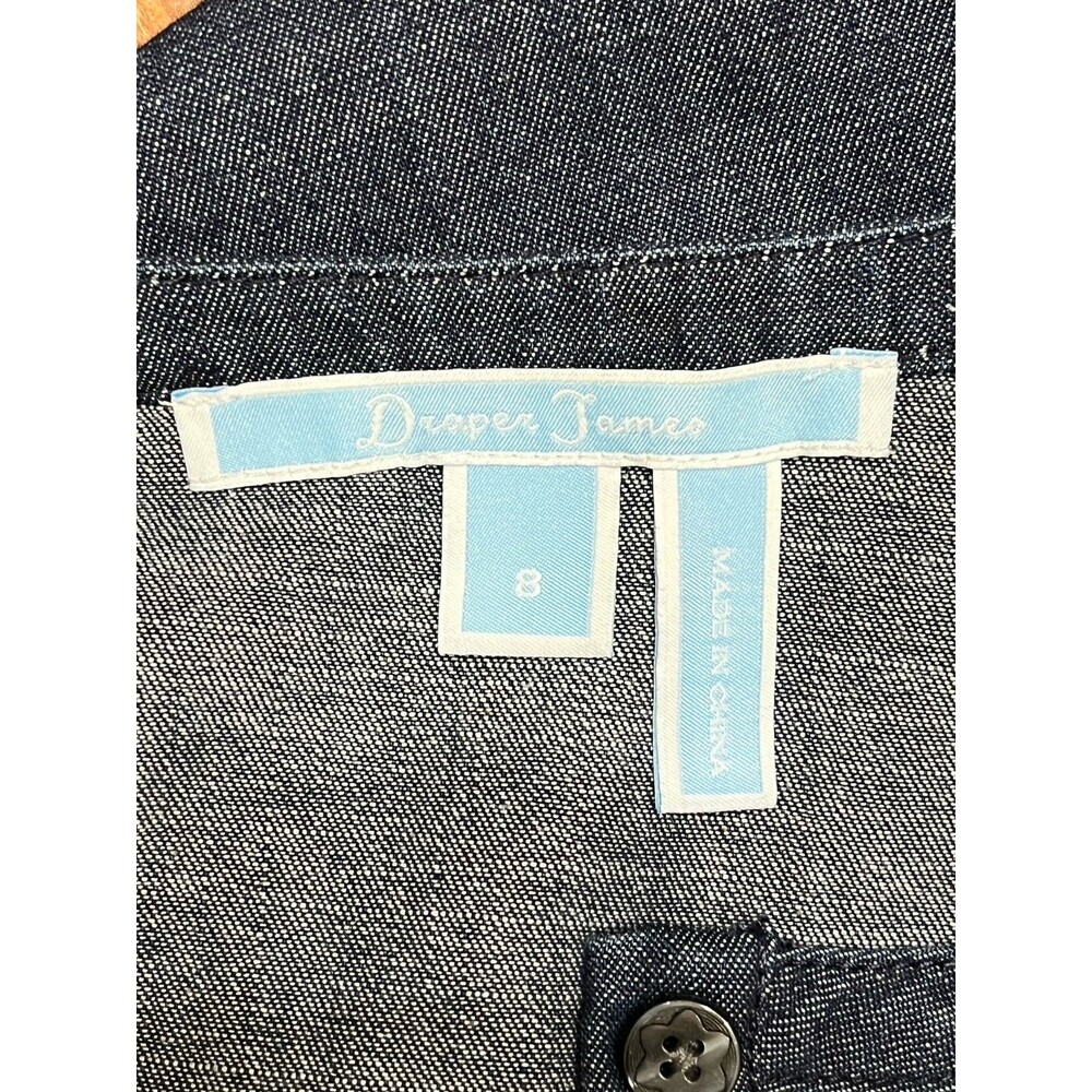 Draper James Denim Blue Chambray Ruffle Shift Dress Sz 8 Western Preppy Church - Picture 14 of 16